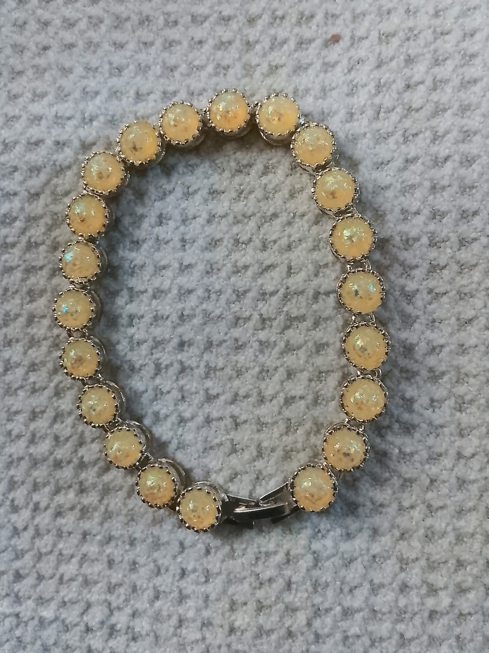 Source Unknown Pale Yellow Opal-Effect Crystal Tennis Bracelet